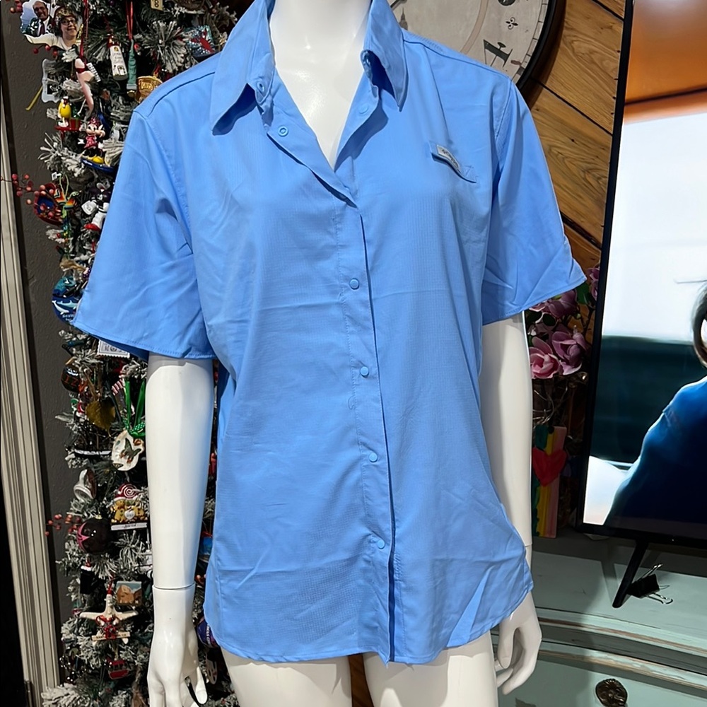Blue Women's Button-Up Shirt XL Columbia #DD